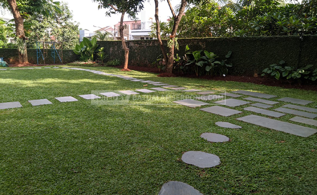 Penggunaan Batu Alam dan Rumput Hias